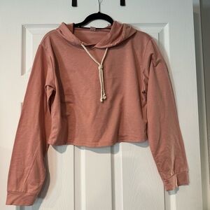 Coral long sleeve cropped hoodie